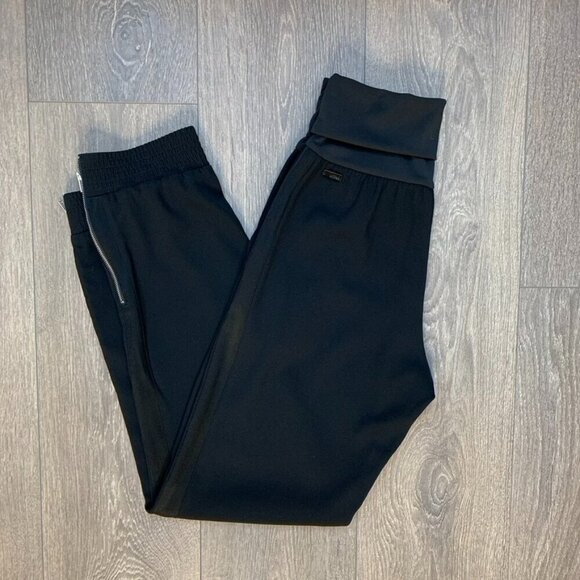 Aritzia Wilfred Tuxedo Pant High fold over Waist Straight Leg Trouser Black XS - Picture 12 of 12